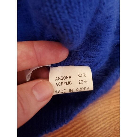 Vtg Connie A Lee Sweater Size M/L? 80% Angora Royal Blue Dolman Sleeve Beaded - Picture 7 of 14